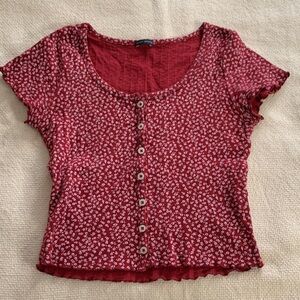 Brandy Melville Red Floral Crop Top
